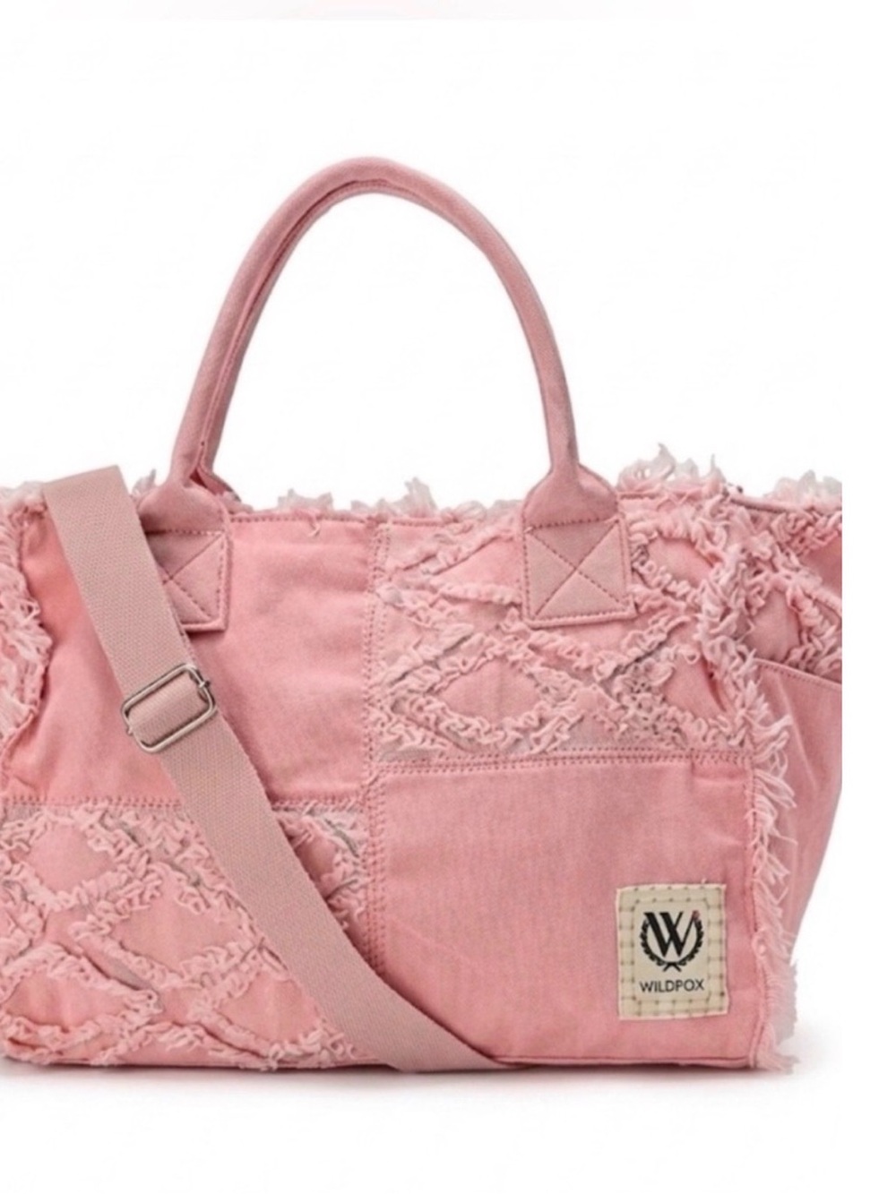 Wildfox Pink Frayed Canvas Tote - Picture 2 of 5